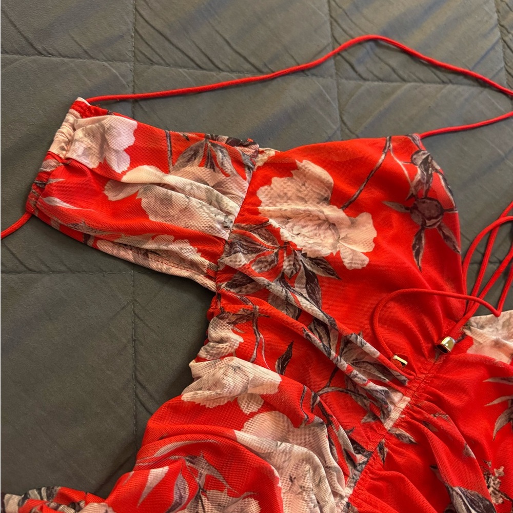 Fashion Nova Red Floral High Low Dress - Picture 5 of 13